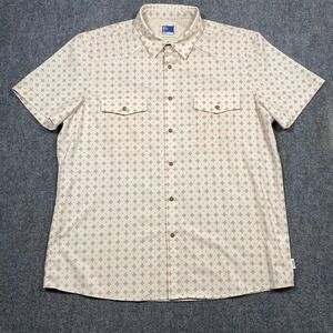 ROWM Rec+Relax Mens XL Short Sleeve Button Down Shirt Geometric Print